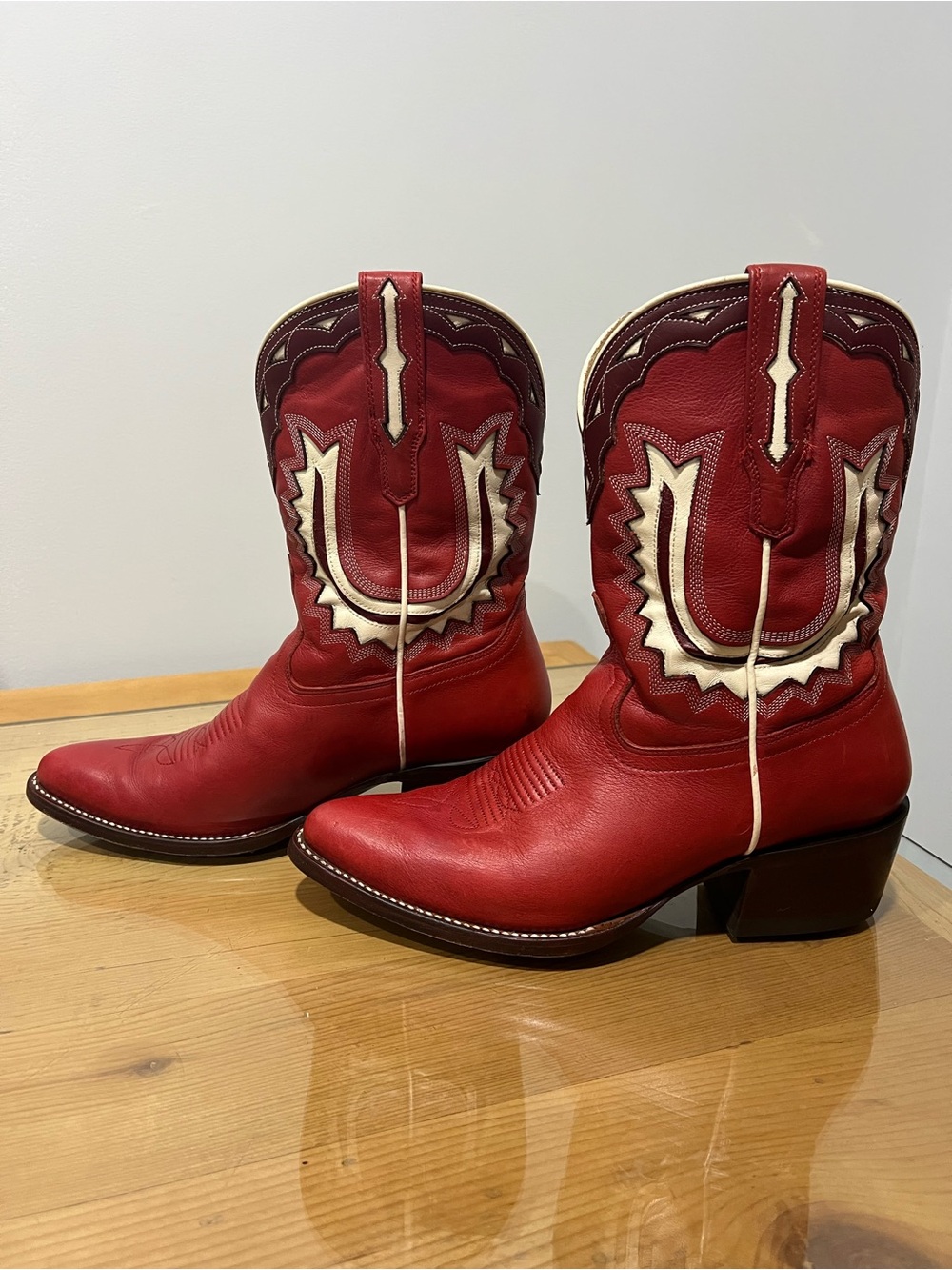 Tecovas Jolene Crimson Red Western Heeled Boots size 8.5